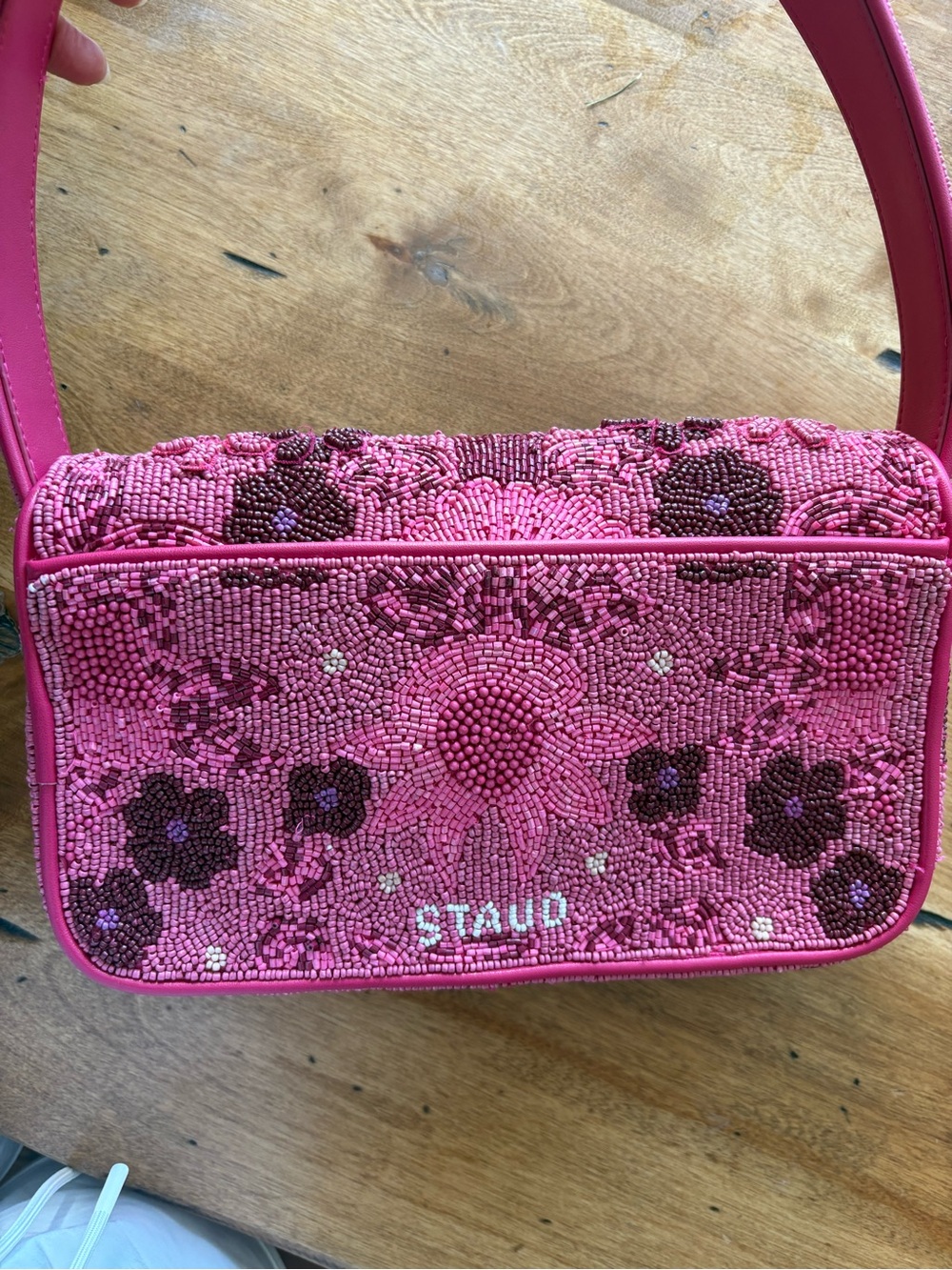 STAUD Pink Beaded Floral Shoulder Bag - Picture 4 of 6